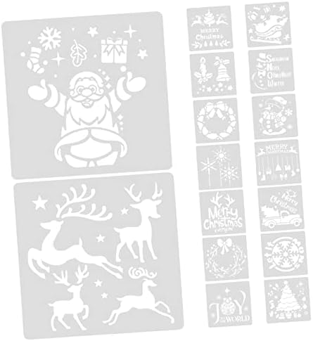 16 גיליונות חג המולד ציור תבנית המולד דקור חורף דקור עבור עיצוב הבית לבית ציור סטנסילים חג המולד