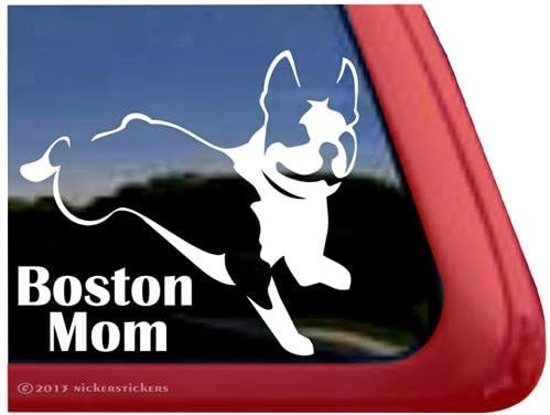 אמא של בוסטון - קופץ על מדבקות מדבקות חלונות בוסטון כלב בוסטון