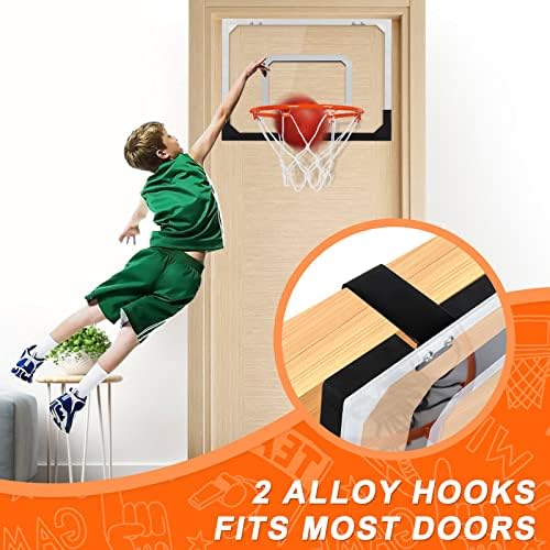 מקורה כדורסל חישוק לילדים מבוגרים, מיני כדורסל חישוק עבור דלת עם 4 כדורי חדר כדורסל חישוק מעל את דלת