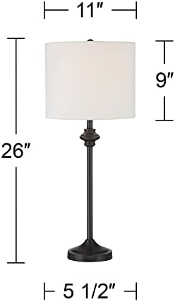360 תאורת לין מודרני מזנון שולחן מנורות 26 גבוהה סט של 2 שחור מתכת לבן בד תוף צל דקור לחדר שינה סלון שידה