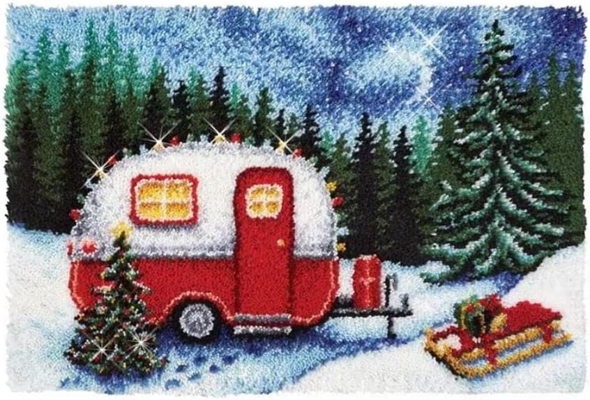 חג המולד קמפינג משאית תפס וו שטיח ערכות עם מודפס דפוס למתחילים עשה זאת בעצמך שטיח סורגת בד רקמה