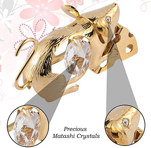Matashi 24K עכבר מצופה זהב עם שנת גבינה של קישוט החולדה שולחן השולחן רעיון מתנות נהדר ליום הולדת,
