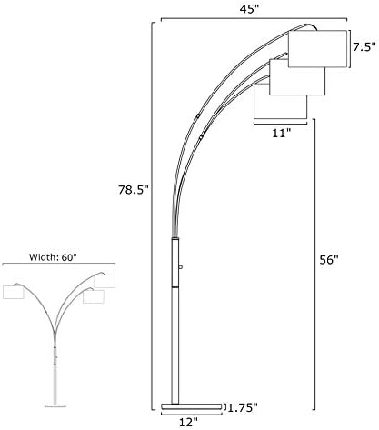 קירה בית אקירה 78.5 3-אור מודרני קשת רצפת מנורת עם משוקלל בסיס & מגבר; 3-דרך מתג, שיבולת שועל גוונים + שמן