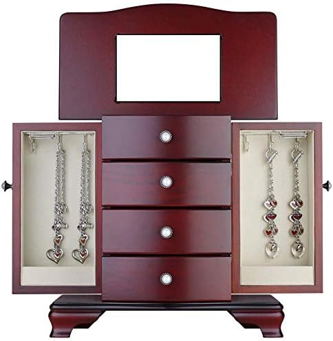 קופסת תכשיטים עגולה בעיצוב עשיר - עשויה מעץ מלא עם סגנונות מגדל