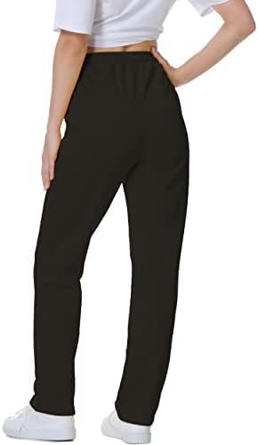 מכנסי טרניעה של נשים Betterchic מכנסי זיעה של מיקרו פליס אנטי-סטטי עם כיסים מוט זיעה ברגל ישרה לנשים בגודל