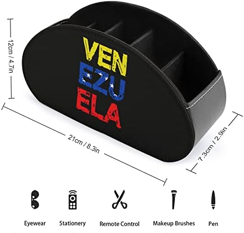 דגל וונצואלה מחזיק טלוויזיה מרחוק מחזיק טלוויזיה מארגן תיבת אחסון עור PU עם 5 תאים לחדר שינה שולחני