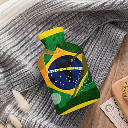 כדורגל דגל ברזילאי שקית מים חמים עם כיסוי 1L הזרקה בקבוקי מים חמים להגנה קרה להרגעה