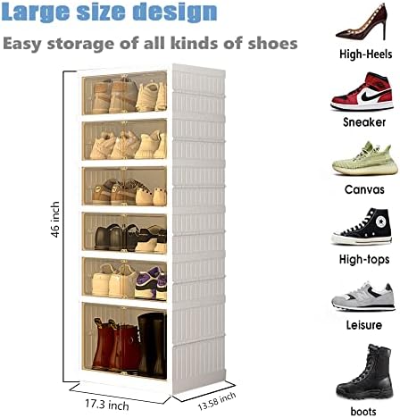 AOHMPT 18 חבילה מארגן נעליים ברור קופסת נעליים תיבת נעליים פחי אחסון מתקפלים קופסת מיכל נעליים,