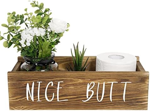 קופסת עיצוב אמבטיה של חצר הזמן, מחזיק נייר טואלט, פח אחסון ארגז עץ כפרי, תפאורה ביתית מצחיקה