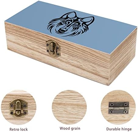 קופסא אחסון עץ זאב שולחן עבודה שולחן עבודה של ארגוני דקורטיביים קטנים קופסאות תכשיטים עם מכסה