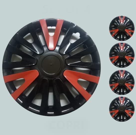 סט COPRI של כיסוי 4 גלגלים 14 אינץ 'שחור-אדום-אדום SNAP-ON FITS AUDI