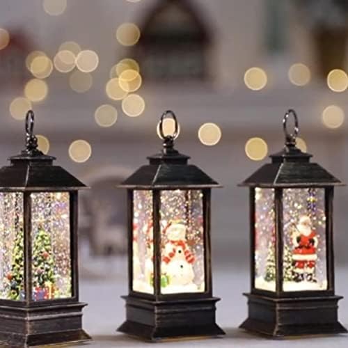 Nuobesty חג המולד מואר שלג פנס, סנטה קלאוס חג המולד תלוי פנס תאורה מנורה לאספקת מסיבות חג המולד קישוט שולחן