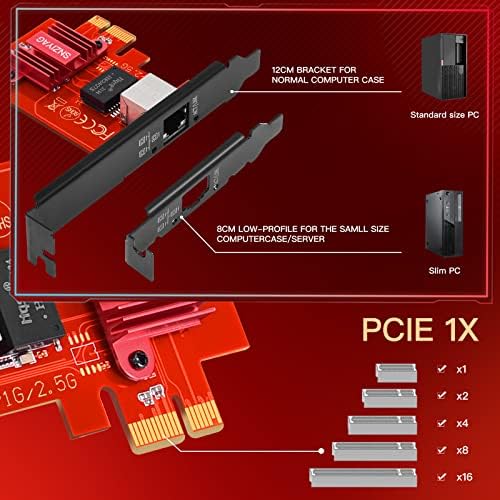 SNZIYAG 2.5G/1G/100MBPS GIGABIT Ethernet PCI CARD רשת, מתאם רשת PCIE עם סוגר פרופיל נמוך, ממיר מתאם