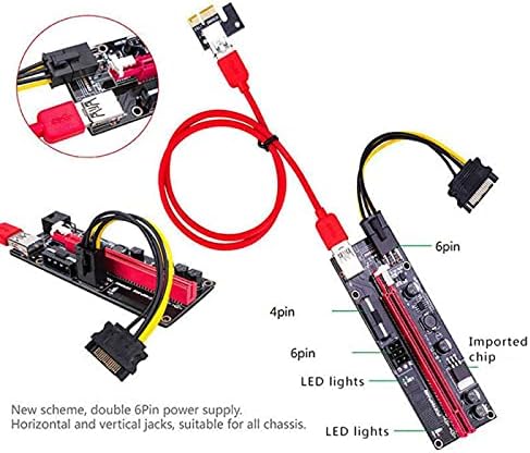 מחברים סט 4 חלקים USB 3.0 PCI-E RISER VER 009S EXPRESS 1X 4X 8X 16X מארח מתאם מתאם SATA 15PIN עד 6 PIN REACK RISER-Riser-