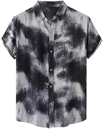 כפתור חולצה גרפית של עניבת גברים בצבע חולצות בהוואי חולצת טריקו מזדמן קיץ חולצת חוף שרוול קצר מצחיק