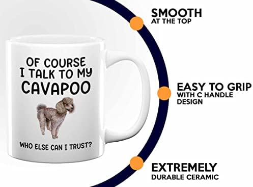 אימון כלבים ספל קפה 11oz לבן - דבר עם Cavapoo שלי - מאמן כלבים בעל מחמד בעלי חיות מחמד כלבים הליכון הצלה בעלי