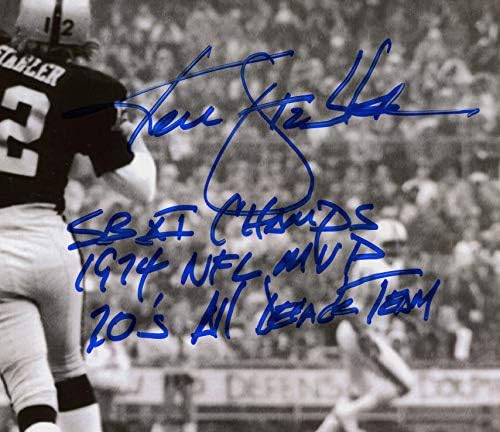 קן סטבלר חתימה/חתומה בלאס וגאס לא ממוסמכת 8x10 עם SB XI Champs, 1974 NFL MVP, ו- 70 של כל העשורים כתובת