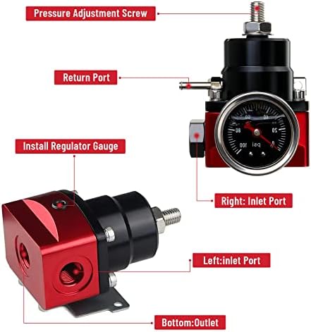 ערכת רגולטור לחץ דלק של EFI עם החזרת עוקף 0-100PSI מד לחץ מד an6-6 קווי דלק צינור צינור מחברים