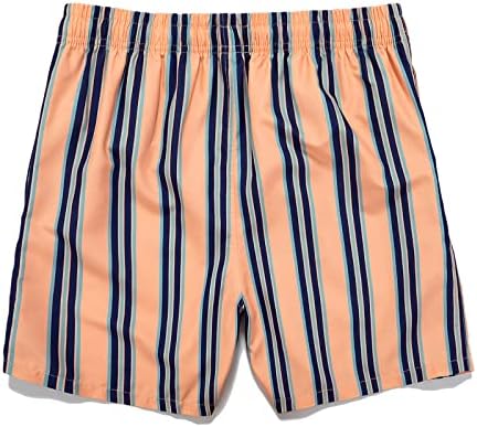 מכנסיים קצרים של לוח הקיץ של Beuu לגברים, דפוס פס אנכי גזעי שחייה הוואי מזדמנים עם מכנסי חוף אלוהה בטנה של רשת
