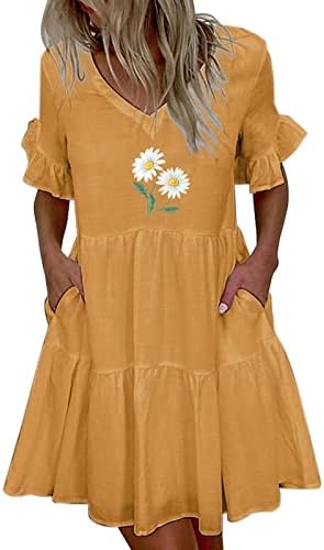 שמלת חוף קיץ לנשים 2023 סקסית צווארון V הוואי הטרופי מודפס ללא שרוולים ללא שרוולים משוחררים בוהו Sundress
