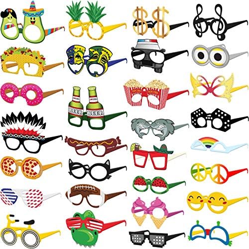 פיקסיפי מצחיק קרטון תא צילום אבזרי משקפיים-30-חבילה נייר מסיבת משקפיים למבוגרים וילדים - כיף