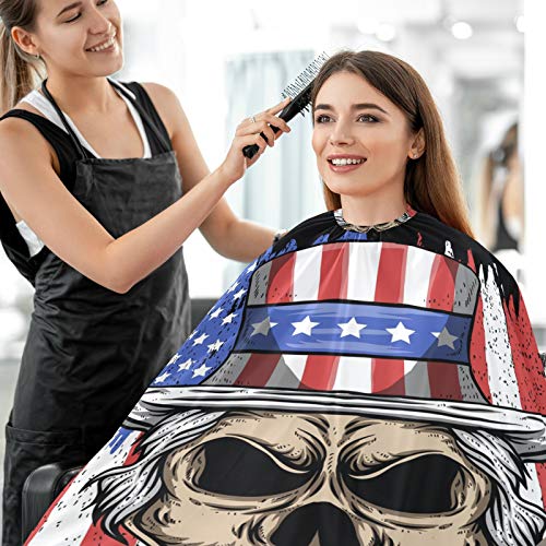 ספרה מקצועית קייפ וזקן סינר 2 ב 1- American American American ארהב דגל שיער חיתוך שיער עם 2 כוסות יניקה,