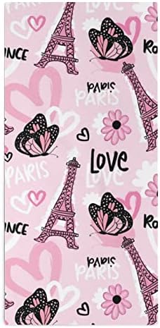 Fisnae Paris Eiffel מגב מגבות מגבות פרפרים סופגים מגבת אמבטיה מגבות דקורטיביות רכות לחדר אמבטיה, מלון, חדר כושר,
