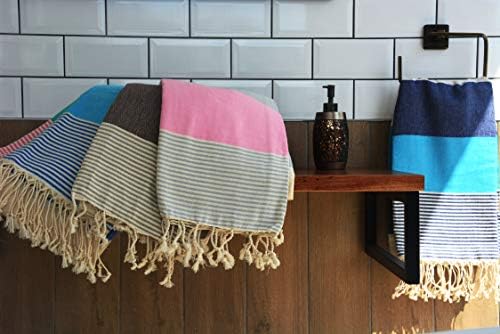 מגבת חוף טורקית שמיכה פשתמאלית - %100 מגבת כותנה כותנה לאמבטיה, חדר כושר, בריכה, ספא וסאונה, סט של 6