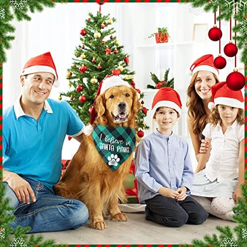 בונז'ין 2 חבילה כלב בנדנה חג המולד משובץ קלאסי משובץ, משולש צעיף לחיות מחמד ביקורות הפיכות