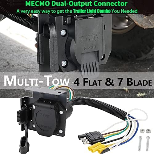 Mecmo Multi-Tows 4 דרך שטוחה עד 7 כיוון ו -4 מתאם קרוואן שטוח עם רתמת חיווט בהתאמה אישית של טריילר