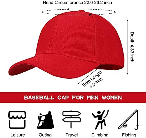 GEYOGA 8 חלקים כובע בייסבול כובע מתכוונן בגודל כובע ספורט רגיל כובע אבא כובע מתכוונן לגברים נשים