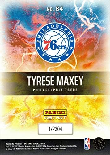 2022-23 פריצה מיידית של פאניני B4 Tyrese Maxey Card כדורסל 76ers