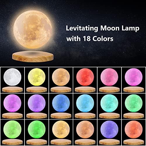18 צבעים צף ירח מנורת ריחוף מגנטי ירח אור עם מרחוק, יצירתי חג המולד מתנה-5.9 סנטימטרים