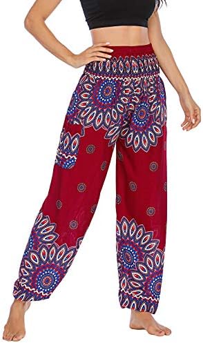 מכנסי יוגה טרקלין של נשים Hippie PJS Boho Print גברים חוף יוגה מכנסי יוגה מכנסי כותנה לנשים