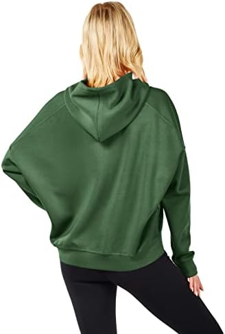 YSW לנשים שרוול ארוך צבע מזדמן צבע מוצק סוודר קפוצ'ון בסיסי חולצת עטלף רופפת