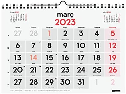 FINOCAM - לוח השנה 2023 ניטרלי קיר מספרים גדולים בינואר 2023 - דצמבר 2023 קטלאן