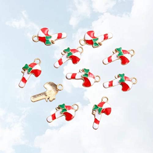 תליוני שרשרת AMOSFUN 10 יחידות קסמי חג המולד מתכת לחג המולד ממתקים קישוט קישוט שרשרת עגיל תכשיטים