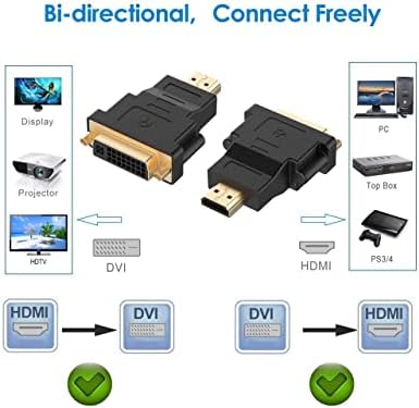 2 חבילות HDMI למתאם DVI DVI למתאם HDMI