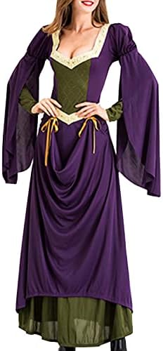 שמלות רנסנס לנשים תחפושת מימי הביניים אירית ארוכה מעל שמלות מכשפות קטיפה קוספליי שמלת רטרו ליל כל הקדושים