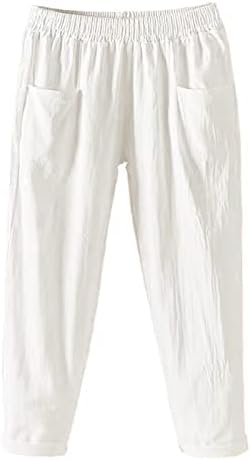 מכנסיים של נשים צבע אחיד מכנסי טרנינג מזדמנים עם כיס מותניים אלסטיים מכנסיים מכנסיים רופפים מכנסי עיפרון בכושר