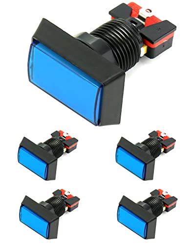 כפתור לחיצה על משחק qwork, 5 יחידות 2 x1-5/16 DC 12V 12V Power Square LED מואר מתג לחצן מואר