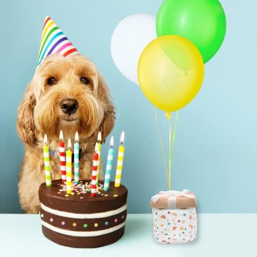 צעצועי כלבים של אולפני Cheeki 'Pawsent Plushie' צעצועי כלבים - הפתעת יום הולדת אינטראקטיבית מתנה קטיפה,