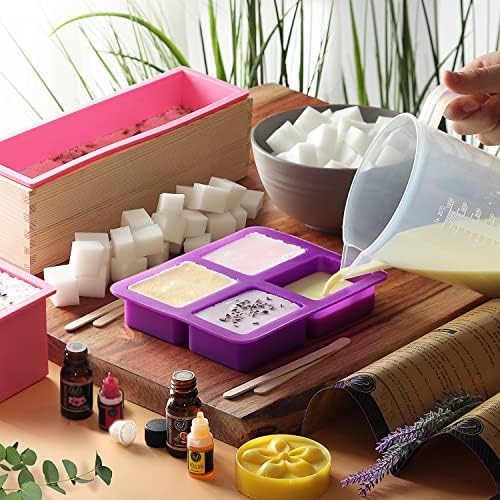 ערכת הכנת סבון גדולה של Craftze - ערכות DIY למבוגרים ויוצרת ילדים כוללת בסיס סבון, קופסת חותך סבון, תבניות כיכר