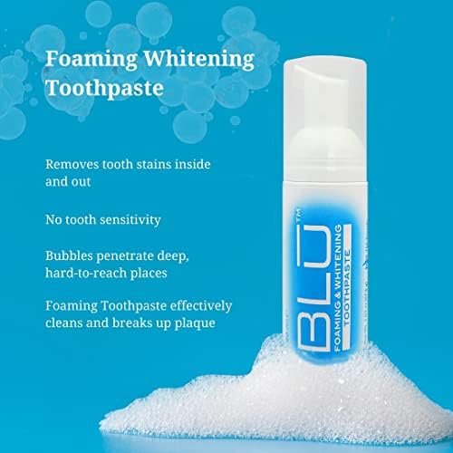 לכו לחייך משחת שיניים להלבנה מקצפת למברשת שיניים בהירה כחולה, הסרת כתמים מופעלים קלים ונוסחת הלבנת אמייל