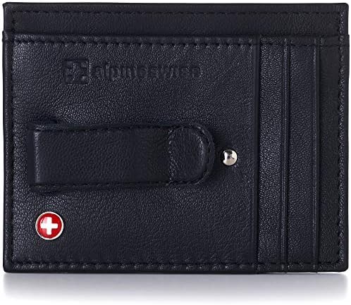 אלפיני שוויצרי גברים כסף קליפ אמיתי עור מינימליסטי דק כיס קדמי ארנק