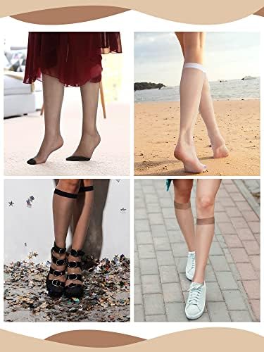 ג ' ייוגה הברך גבוהה גרביים לנשים לבן הברך גבוהה גרבי 20 זוג גרבי ניילון לנשים, 5 צבעים