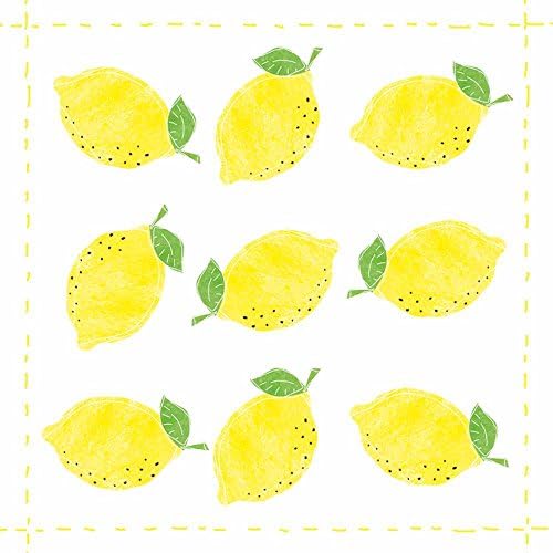 תוצרי נייר מעצבים מפיות משקאות לימון אופנה, 5X5 , צהוב