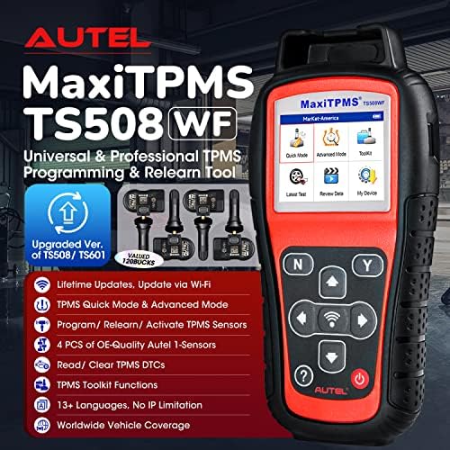 Autel Maxitpms TS508WF TPMS תכנות כלי תכנות, 2023 WiFi ver. של TS601/ TS508/ TS508K, עם 120 $ 4 יחידות