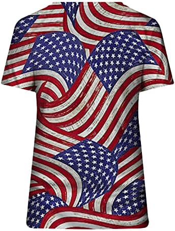 דגל ארהב דופ טוניקות רזות סזהר נשים שרוול קצר צולל מחשוף חולצות מזדמן