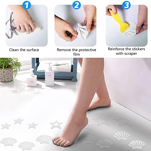 Qoonestl Anti Slip Slip מדבקות אמבטיה, 40 יחידות מדבקות מקלחת ללא החלקה, מדבקות דבק אמבטיות בטיחות